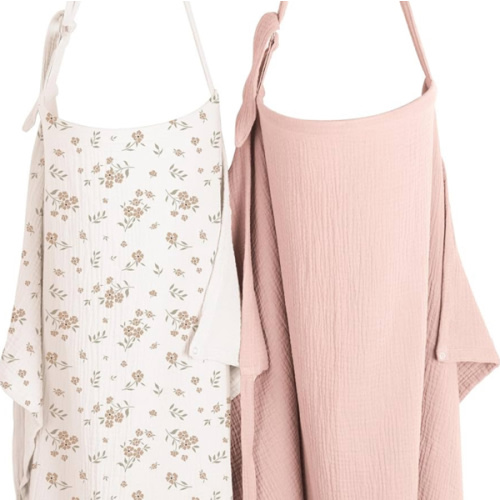 Konssy 2-Pack Muslin Nursing Cover Up for Breastfeeding Moms with Rigid Hoop, 100% Cotton, Lightweight & Breathable Breastfeeding Cover, Adjustable & Comfort
