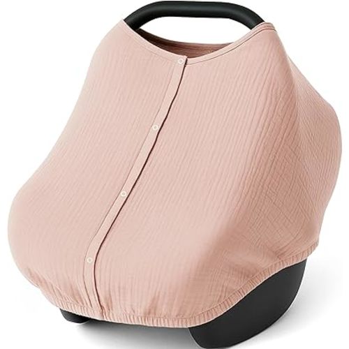Baby Car Seat Covers, Muslin Cotton Breathable Stroller Canopy for Babies Shower Gifts and Registry Search, Infant Sunshade Cover, Must Have for Boys and Girls