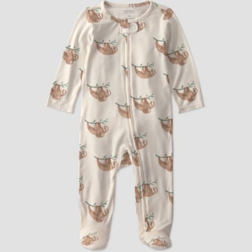 Carter's Just One You® Baby Boys' Sloth Comfy Soft Long Sleeve Sleep N' Play - Ivory Newborn