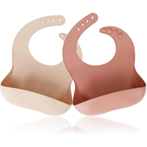 Socub Silicone Baby Bibs, Comfortable Waterproof Silicone Bibs for Babies & Toddlers, BPA Free, with Food Catcher Pocket - Muted+cream