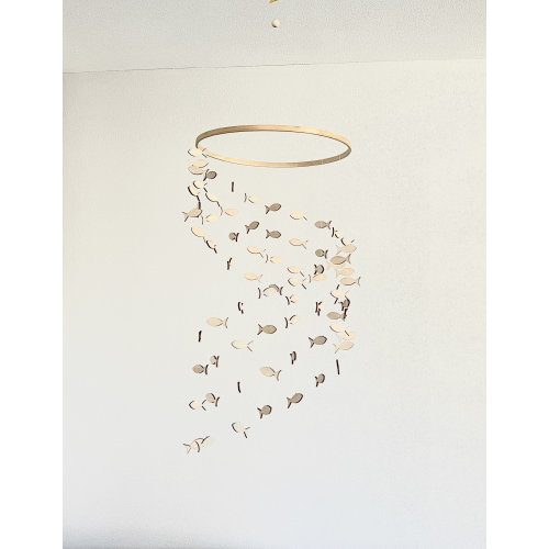 Wood Fish Baby Mobile, Marine Crib Mobile Boho Nursery Night Mobile, Fishing Kids Mobile, Minimalist Mobile, Fisherman Neutral Mobile