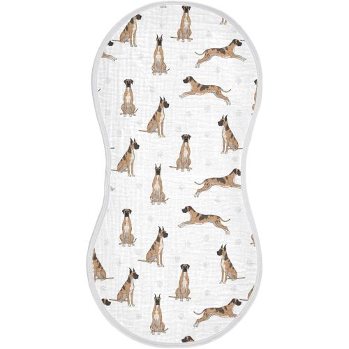 1 Pack Muslin Burp Cloths Golden Dogs Paw Prints White Cotton Baby Burp Cloths Absorbent Burping Cloth Soft Spit Up Rags for Newborn Boys Girls 22x11 Inch
