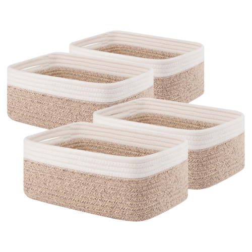 CHERISHGARD 4 Pack Woven Storage Baskets ,Cotton Rope Basket for Toy,Book and Blankets
