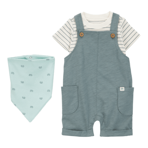 Blue Baby 3-Piece Striped Shortall Set - Blue | Carter’s Oshkosh Canada