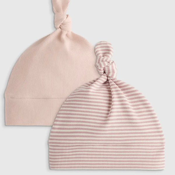 The Softest Rib Hat (2-Pack)  in Peach Blush/Lilac Stripe