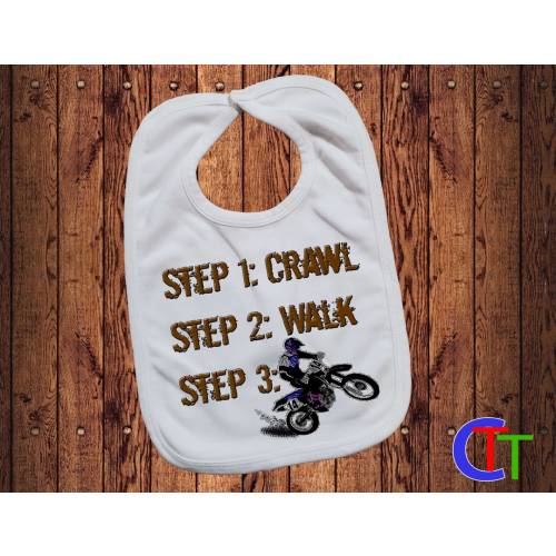 dirt bike steps bib - dirt bike steps infant bib - Steps crawl walk future dirt biker infant toddler bib dirtbike dirt bike - future biker