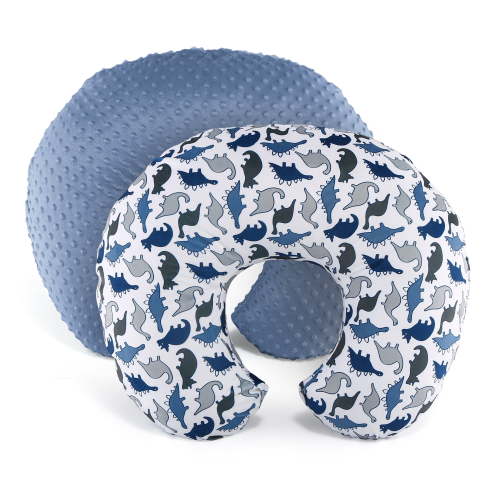 The Peanutshell Cozy Nursing Pillow Covers, 2 Pack, Dinosaur/Navy Blue Minky Dot