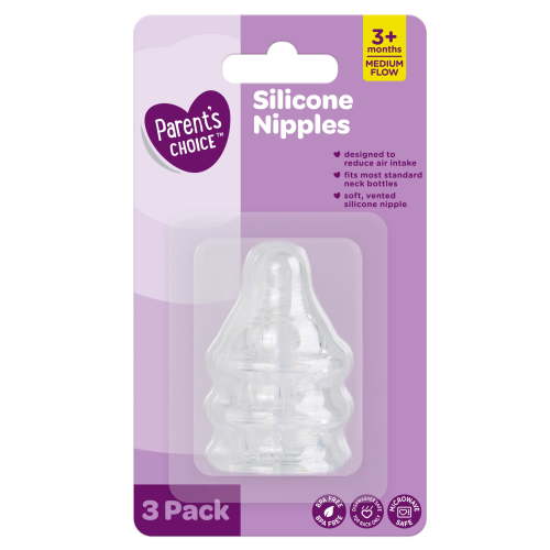 Parent's Choice Medium Flow Bottle Nipples, 3 Pack HSA/FSA Eligible