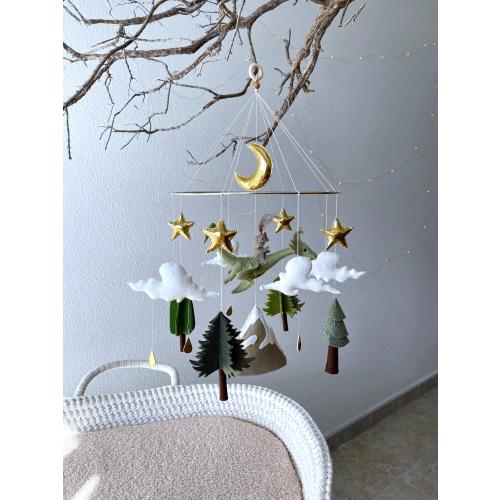 Dragon Baby Mobile: Knight Nursery Decor with Stars and Moon