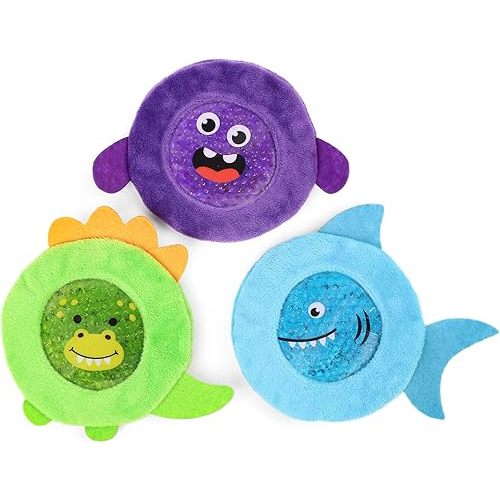 LotFancy Kids Ice Packs for Boo Boos, 3 Pack, Reusable Hot Cold Packs with Cute Plush Sleeves, Small Round Gel Beads Pads for Injuries, Headache, Fever, Wisdom Teeth, Pain Relief, 4.75”
