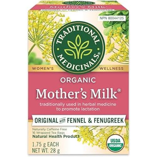 Traditional Medicinals - Organic Mother's Milk Lactation Herbal Tea (Pack of 1) - Supports Breast Milk Production For Nursing Mothers - 16 Tea Bags Total