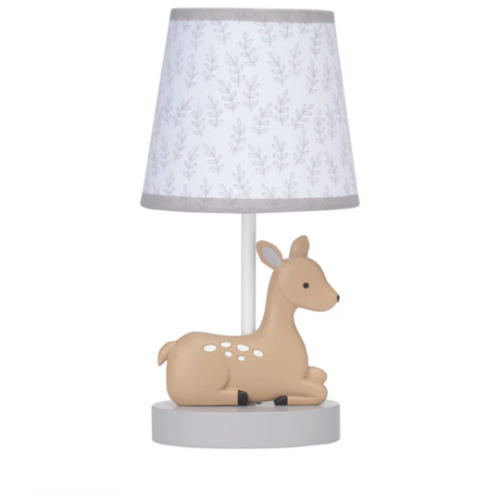 Deer Park Woodland Taupe Lamp with Gray/White Shade & Bulb – Lambs & Ivy