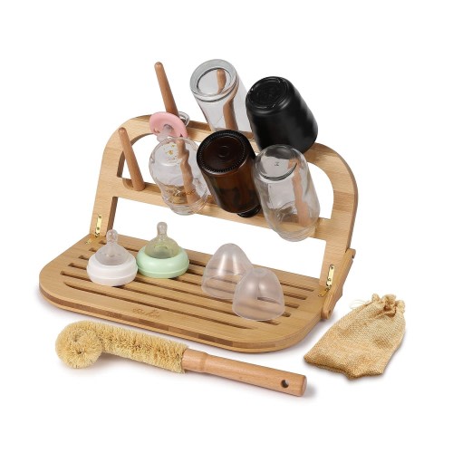 Bamboo Baby Bottle Drying Rack
