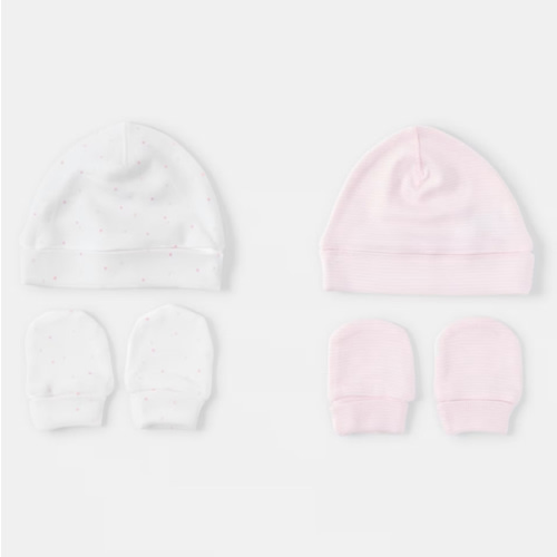 2 Pack Newborn Hat and Mittens Set - Kmart