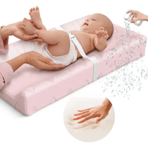 Baby Changing Pad Waterproof Cotton Contoured Diaper Changing Pad for Dresser by Sleepah – Breathable & Washable Cover – Three-Sided Change Pad with Certipur Certified Foam (Pink)