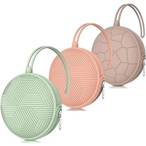 Smlpuame 3 Pack Pacifier Holder Case,Silicone Portable Pacifier Cover Pouch Bag for Diaper Bags Baby Carriage,Pacifier Storage Container Box,Easy to Clean(Mint+Blush+Vivid Tangerine)