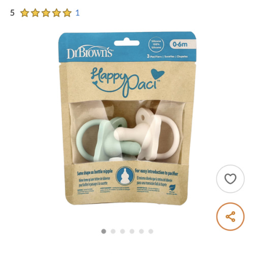HappyPaci™ Pacifier, 0-6 Months, Green, Grey & Ecru, 3 Count