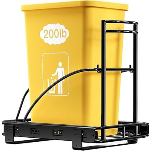 ANASTA Single Pull Out Trash Can Under Cabinet 7-13 Gal, Heavy Duty Under Sink Garbage Can, 50Qt Slide Out Waste Bin for 13" Wx 17" Hx 19" D Base Cabinet, Trash Bin Holder for Drawer/Counter, No Can