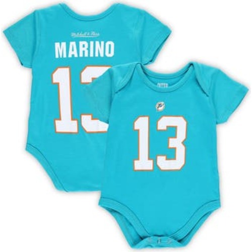 Infant Mitchell & Ness Dan Marino Aqua Miami Dolphins Mainliner Retired Player Name & Number Bodysuit
