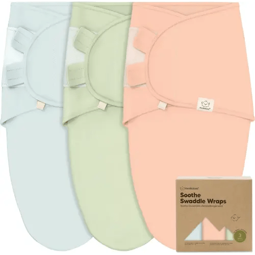 KeaBabies 3-Pack Organic Baby Swaddle Sleep Sacks - Swaddles for Newborns, Infant 0-3 Months, Baby Girls, Boys, Soft & Snug Newborn Sleep Sack, Nursery Swaddling Blankets, Velcro Closure (Mellow)