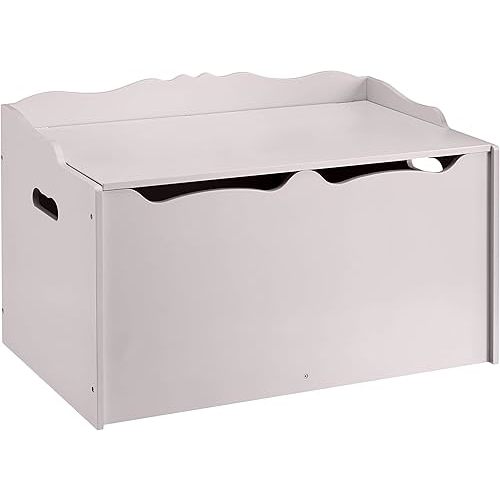 Amazon Basics Kids Toy Box, Wooden Organizer Storage Chest, Gray, 30" x 18" x 19"