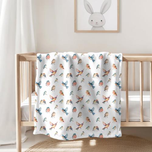 Colorful Bird Blanket. Bird newborn swaddle. Birds fleece blanket. Colorful blanket. Birds Nursery. Baby Boy or Girl gift. Flying birds.