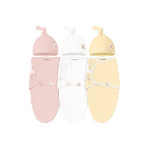 3-Pack Soothe Swaddle Wraps with Knot Hats, Medium