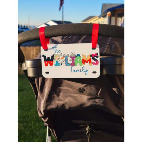 Personalized Stroller Sign, Amusement Park Sign, Quick Ship, Stroller Identity Tag, License Plate, Last Name or Child's Name