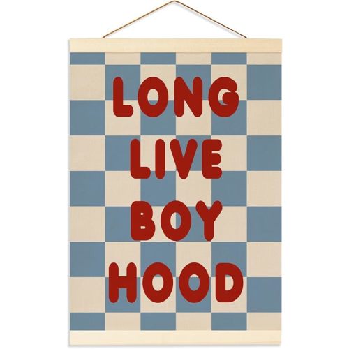 Long Live Boyhood Banner, Boys Room Decor, Vintage Nursery Wall Decor Boy, Toddler Boy Bedroom Decoration, Playroom, Teen Boy Room, Blue Checkered Hanging Flag Banner