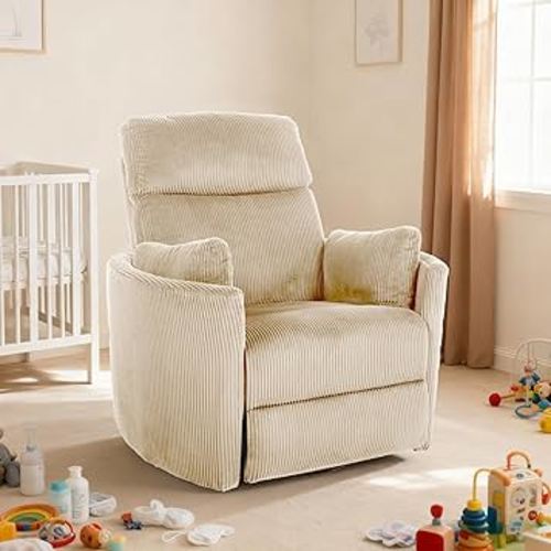 Power Swivel Rocker Recliner, Nursery Glider Recliner, Nursery Glider Chair Designed for New Parents in Living Room, Bedroom, Home Theater and RV, Beige