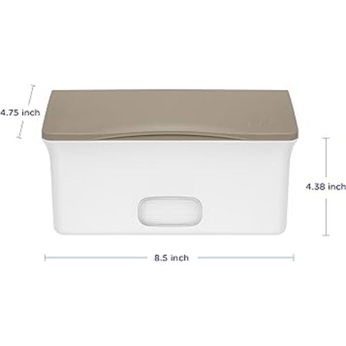 Ubbi Baby Wipes Dispenser with Weighted Plate and Secure Seal, Nursery and Baby Registry Essential to Keep Wipes Fresh, Taupe