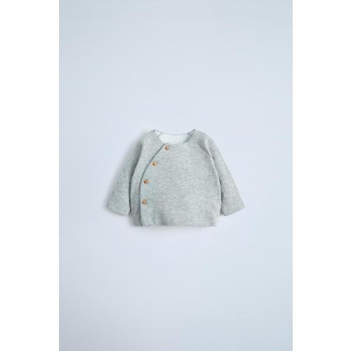 PLUSH TOP WITH BUTTONS - Gray marl | ZARA United States