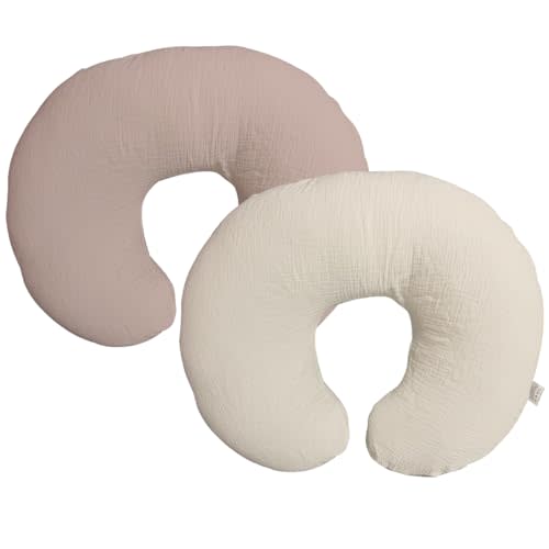 lethooly Nursing Pillow Cover,Muslin Cotton,Removable Cover for Breastfeeding Pillows, 2-Pack Pillow Covers, Ultra-Soft Baby Nursing Pillow, Fits Newborn Feeding Pillow 22.5IN*18IN (Sand)