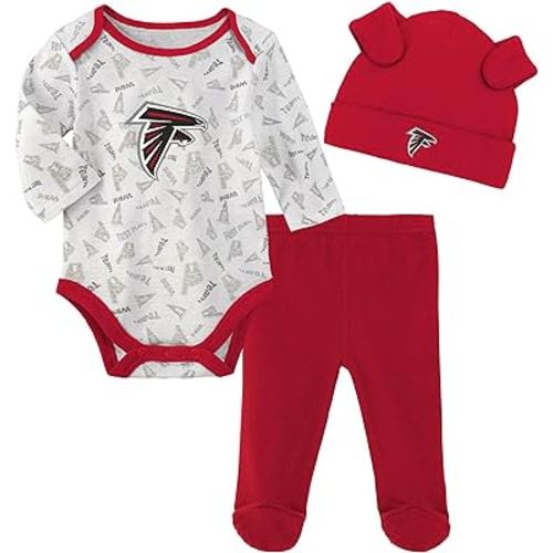 Outerstuff NFL Newborn Infants Greatest Player 3 Piece Long Sleeve Onesie Creeper Bodysuit Hat and Pants Set