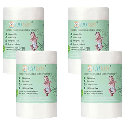 ALVABABY Diaper Liner for Baby Cloth Diaper Natural Soft Disposable Diaper Liners 11.8 x 7.1 Inch Fragrance Free Chlorine Free 400 Sheets