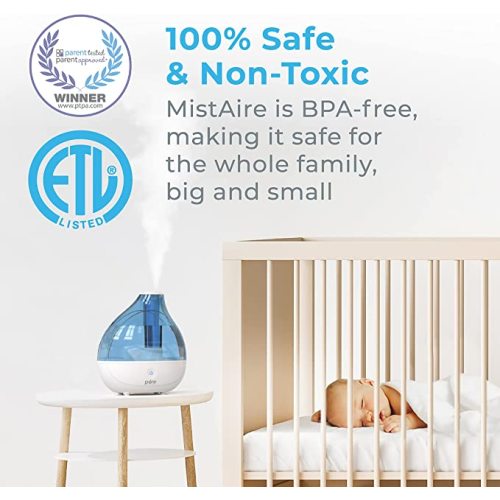 Pure Enrichment MistAire Ultrasonic Cool Mist Humidifier - Quiet Air Humidifier for Bedroom, Nursery, Office, & Indoor Plants - Lasts Up To 25 Hours