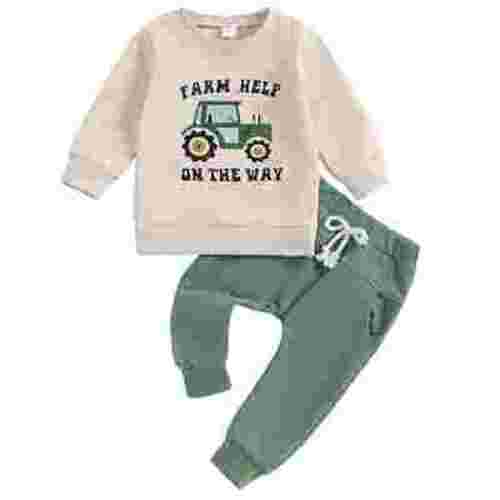 Gerichy Toddler Baby Boy Clothes Fall Winter Outfit Patchwork Long Sleeve Sweatshirt Tops Stretch Pants Playwear Set Baby Boy Clothes Long Sleeve Sweatshirt Toddler Boy Fall Winter Party Pants Set