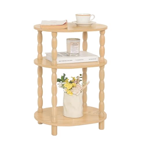 MaxSmeo End Table, Small Oval Side Table for Small Spaces, Modern Night Stand Accent Table for Living Room, Bedroom, Natural