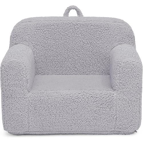 Delta Children Cozee Sherpa Chair, Reading, Arm Rest|Cushion Availability, Grey