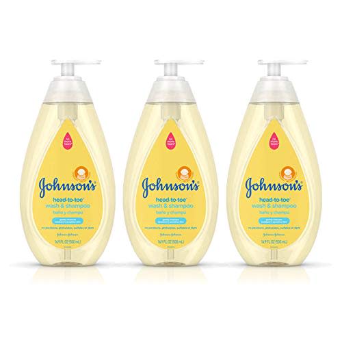 Johnson's Head-To-Toe Gentle Baby Body Wash & Shampoo, Tear-Free, Sulfate-Free & Hypoallergenic Bath Wash & Shampoo for Baby's Sensitive Skin & Hair, Washes Away 99.9% Of Germs 16.9 fl. oz (Pack of 3)