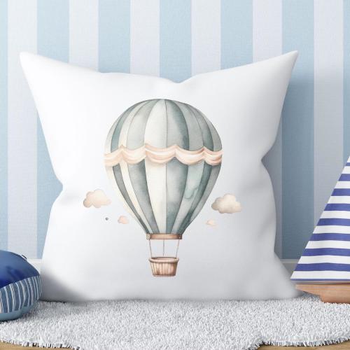 Hot Air Balloon Square Pillow Case Kids Room Balloon Cushion Nursery Balloon Pillowcase Sky Theme Nursery Dreamy Cloud Nursery Pillow Gift