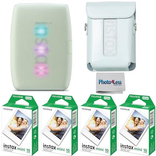 Fujifilm Instax Mini Link 3 Printer Bundle Instax Mini Film (40 Sheets), Instax Mini Link 3 Protective Case (Sage Green)