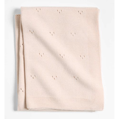 Pointelle Knit Elegant Pink Baby Stroller Blanket
