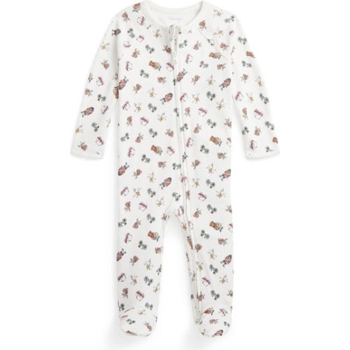 Camping Bear Print Cotton Jersey Footie, 6M