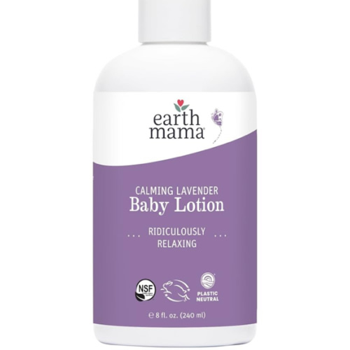 Earth Mama Calming Lavender Baby Lotion for Dry Skin, Calendula Cream for Newborn Skin Care, Organic Moisturizer for Children with Aloe Juice, Rooibos, & Shea Butter, Lavender Lotion, 8 Fl Oz