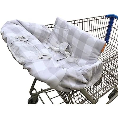 2-in-1 Cushy Cart Cover and High Chair Cover | Universal Fit | Includes Storage Pouch (Buffalo Check)