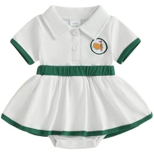 YINGISFITM Newborn Baby Girl Golf Outfit Golf Short Sleeve Romper Dress Infant Onesie A Line Dresses Summer Cute Clothes