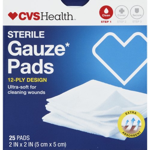CVS Health Sterile Gauze Pads, 25 Count, 2"" x 2""