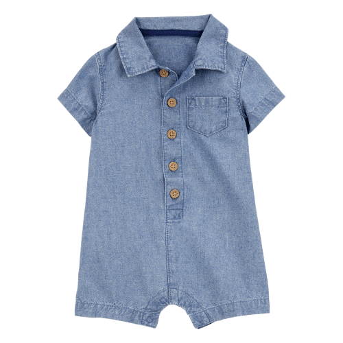 Baby Chambray Polo Romper - Carter's | Carter's