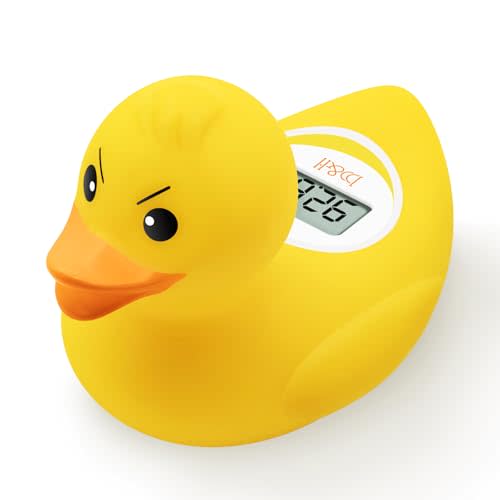 b&h Baby Bath Thermometer - (Upgraded Version) Turn On/Off Function, Fast and Accurate Water Temperature Readings, Toddlers Floating Bath Toy, Ideal for Babies & Infants (Angry Duck)